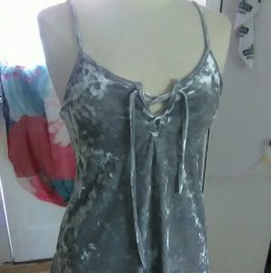 🔥💙Crushed Velvet spaghetti strap wTie up detail